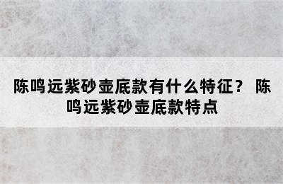 陈鸣远紫砂壶底款有什么特征？ 陈鸣远紫砂壶底款特点